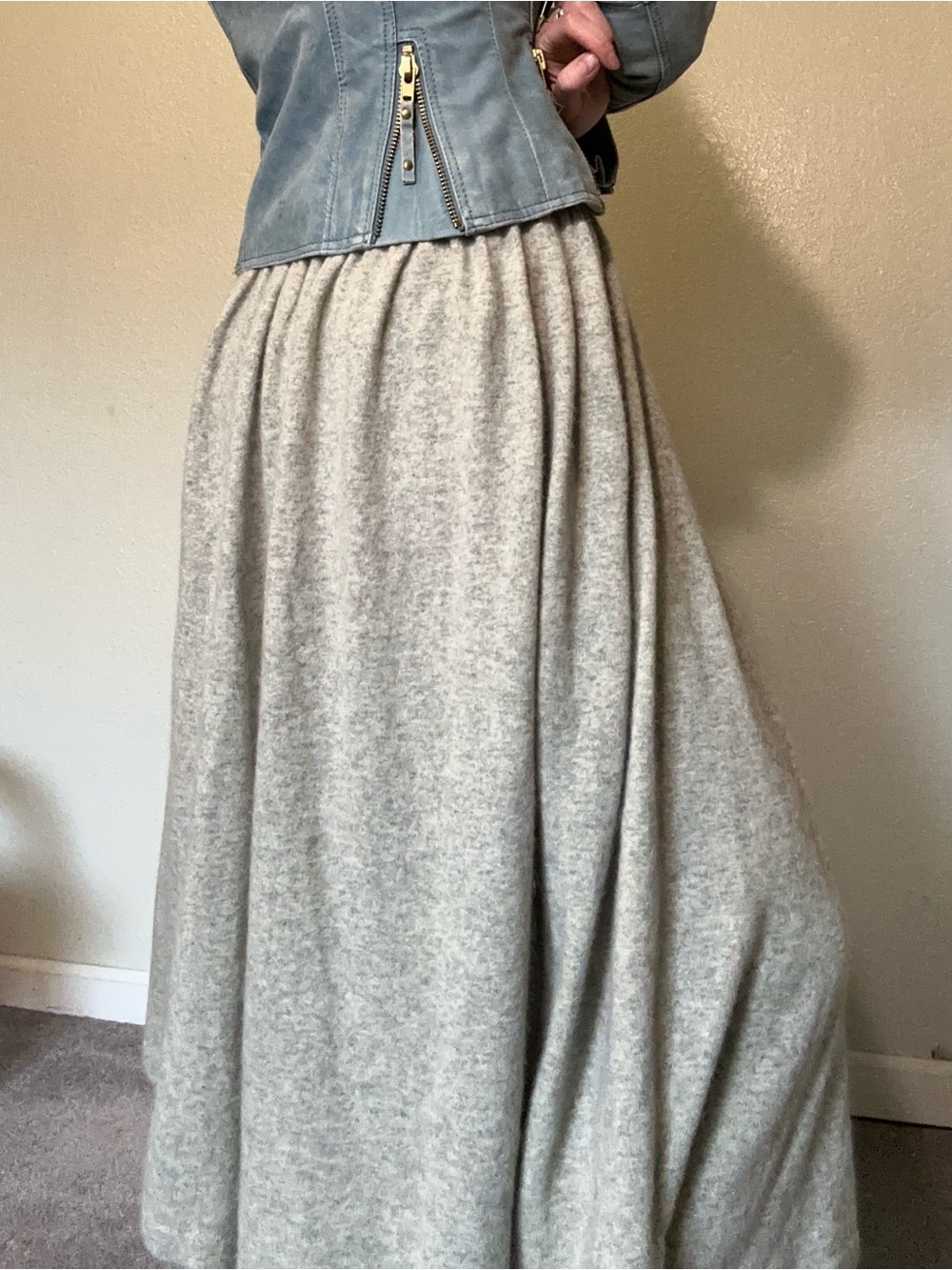 Liz Claiborne Lambswool Angora Gray Maxi Skirt M - Picture 5 of 6
